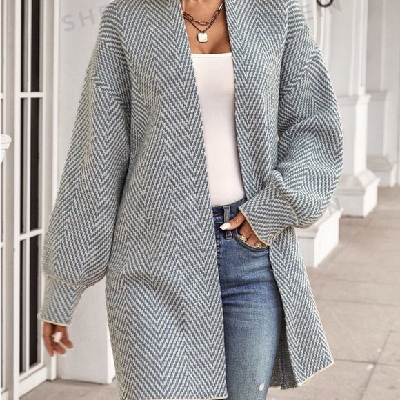 Beautiful NWT Chevron weave Aquamarine Sweater - Picture 4 of 7